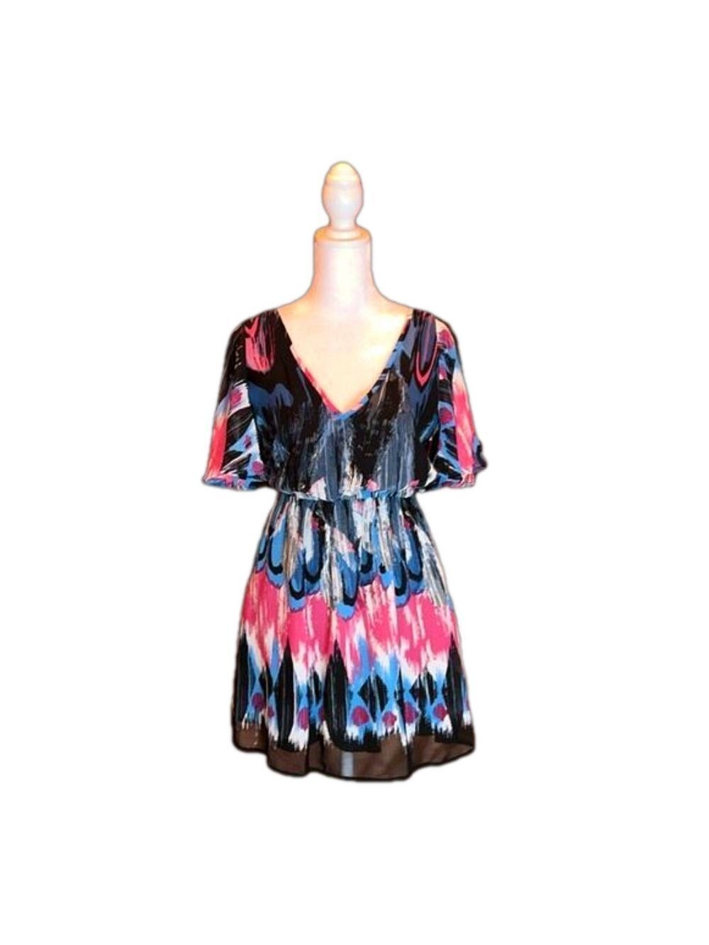 JOHNNY MARTIN Adorable Blue, Black, & Pink Print Dress Size 3